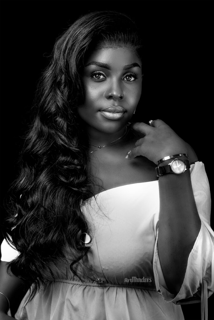 Beautiful African Woman in Black and White Portrait by ArtMinders