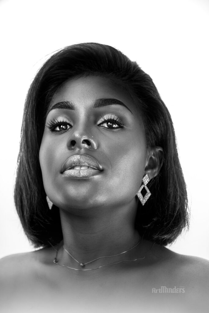 Beautiful African Woman in Black and White Portrait by ArtMinders